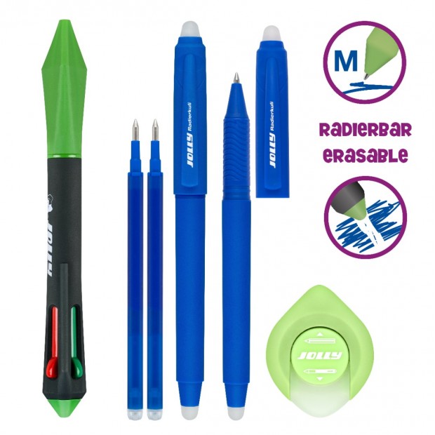 Guľôčkové 4-farebné pero s gumou - SET
